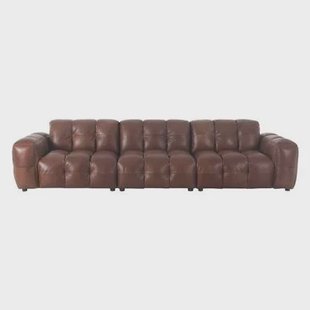 Dutchbone Hackman 4,5-zitsbank Leer Chocolade Bruin