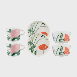 Marimekko Puutarhakutsut servieset 6-delig White-green-orange