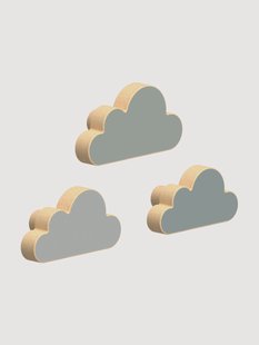 Handgemaakte wandhaak Cloud van beukenhout, 3-delig