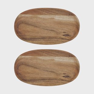 House Doctor Wood dienblad 12,5x22,5 cm 2-pack Natuur