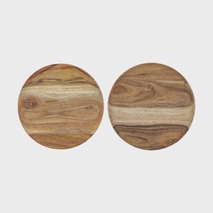 House Doctor Wood dienblad Ø17,5 cm 2-pack Natuur