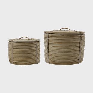 House Doctor House doctor mand met deksel 2-delig Natuur House Doctor House doctor mand met deksel 2-delig Natuur