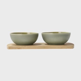 Villa Collection Shoku bamboe dienblad met 2 schalen Pure Green