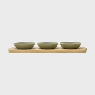 Villa Collection Shoku bamboe dienblad met 3 schalen Pure Green