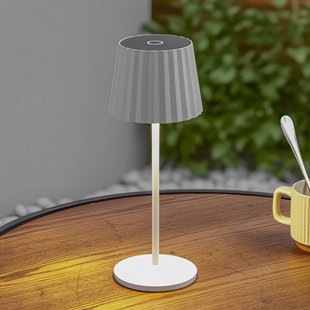 Lindby LED tafellamp op batterijen Esali, wit, groeven, 29 cm