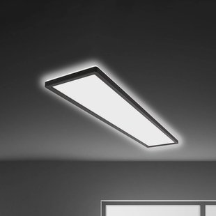 Briloner LED plafondlamp Tava, zwart, kunststof, 98cm, achtergrondverlichting