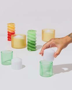 HEMA Glas voor geurkaars ⌀6.5x6.5cm ribbel groen (groen)