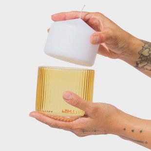 HEMA Glas voor geurkaars ⌀10x8.5cm ribbel geel (geel)