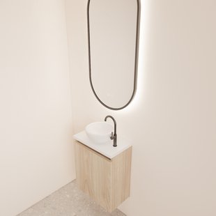 Fonteinmeubel BWS Meadow 40x50 cm Kastanje Eiken Incl. Topplaat Mat Wit