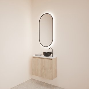 Fonteinmeubel BWS Meadow 60x50 cm Kastanje Eiken Incl. Topplaat Mat Wit