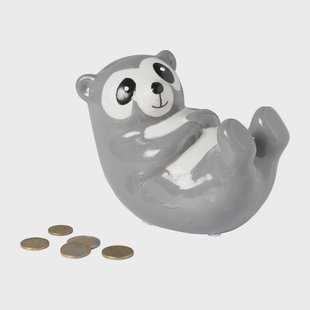 Spaarpot luiaard - bruin/wit - 14.5x8.5x11 cm