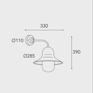 Moretti Luce Buitenwandlamp Campanula 2090 antiek messing diepte 33 cm IP44