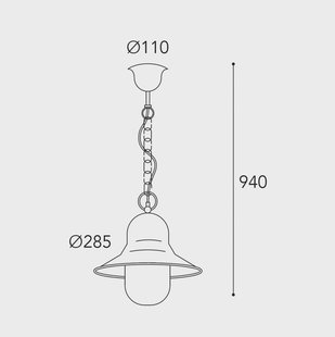 Moretti Luce Buiten hanglamp Campanula 2094, antiek messing, Ø 29 cm, IP44