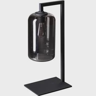 The John tafellamp 1x E27 smoke glas | zwart