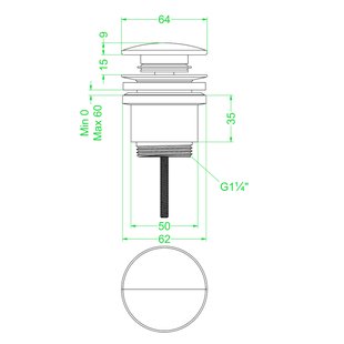 Design Afvoerplug IVY Stop&Go Geborsteld Nickel PVD