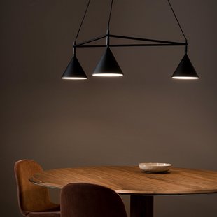 3-cone driehoekige hanglamp, Moke