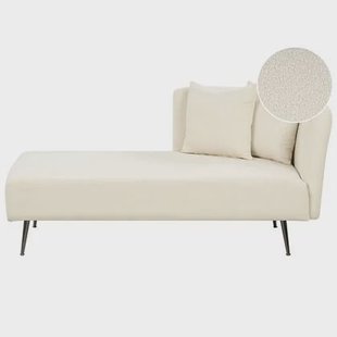 Beliani - RIOM - Chaise longue - Gebroken wit - Rechterzijde - Bouclé