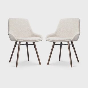 Nolon Nena-Isa Eetkamerstoelen Set van 2 - Bouclé Beige - Walnoot