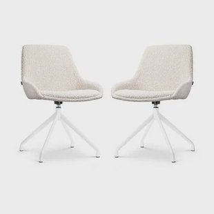 Nolon Nola-Isa Draaibare Eetkamerstoelen Bouclé Beige - Wit - 2x