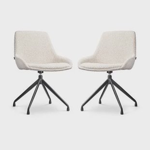 Nolon Nola-Isa Draaiabre Eetkamerstoelen Bouclé Beige - Zwart - 2x Nolon Nola-Isa Draaiabre Eetkamerstoelen Bouclé Beige - Zwart - 2x