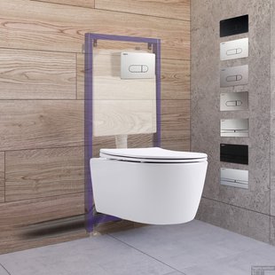 Toiletset Budget 93 Mudo Randloos Met Zitting Mat Wit Met B&W Drukplaat