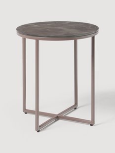 Ronde bijzettafel Antigua met glazen tafelblad in marmerlook