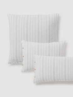 Gewassen linnen kussenhoes Telma met strepen