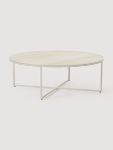 Ronde XL salontafel Antigua met glazen tafelblad in marmerlook