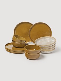 Handgemaakte serviesset Ethel met reactief glazuur, 4 personen (12-delig)