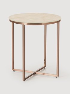 Ronde bijzettafel Antigua met glazen tafelblad in marmerlook