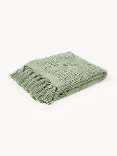 Gebreide plaid Sarah met kwastjes