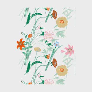 Marimekko Puutarhakutsut katoenen stof White-green-orange