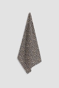 Bruine katoenen theedoek met leopard print