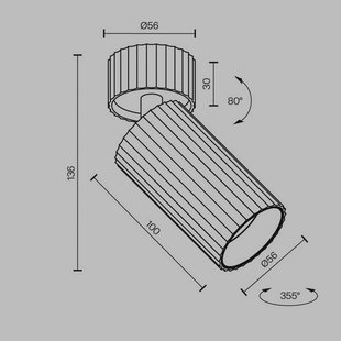 Maytoni Calipso plafondspot, zwart, draaibaar, GU10