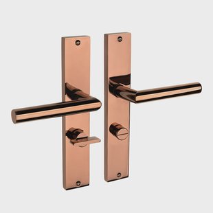 Mooi Deurbeslag Ferro geveerd op schild wc 63/8 PVD glanzend brons