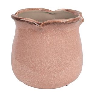 Clayre & Eef Bloempot Binnen Ø 16x15 cm Roze Keramiek Plantenpot Clayre & Eef Bloempot Binnen Ø 16x15 cm Roze Keramiek Plantenpot