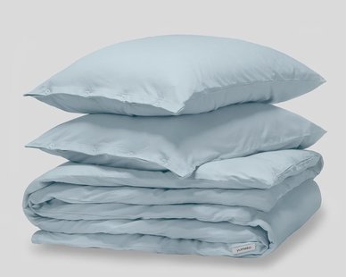 Yumeko Dekbedovertrek jersey fresh blue 200x220 + 2/60x70 100% biologisch en fairtrade katoen, jersey katoen (gebreid)