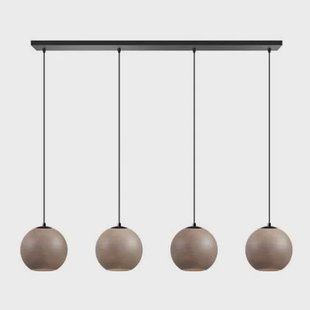 ETH Orb balk hanglamp 4x E27 Taupe|grijs glas 25cm | zwart