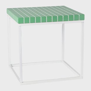 Bijzettafel checks met metalen frame - groen - 36x36x36 cm