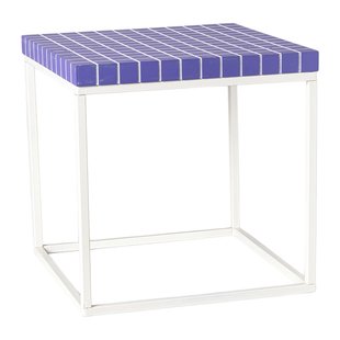 Bijzettafel checks met metalen frame - paars - 36x36x36 cm