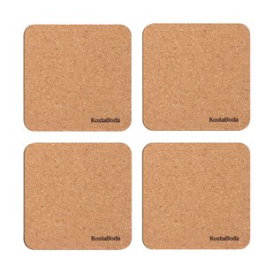 Kosta Boda Viva glasonderzetters 9,6x9,6 cm 4-pack Kurk