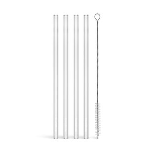 Kosta Boda Viva rietjes + reinigingsborstel 5-delig Helder