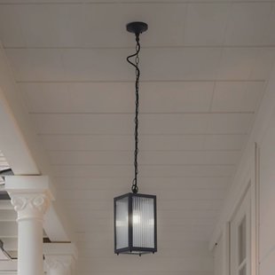 Lindby buiten hanglamp Bolgar, zwart, metaal, glas
