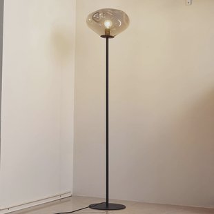 Lindby vloerlamp Lelia, rookgrijs, glas, metaal, 150 cm