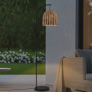 Lindby buiten vloerlamp Taryn, bruin, kunststof, IP44 172cm