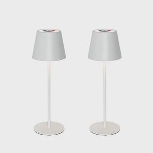 QAZQA Set van 2 tafellampen wit met dimmer en oplaadbaar RGBW - QAZQA Set van 2 tafellampen wit met dimmer en oplaadbaar RGBW -