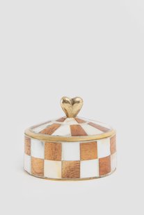 Lichtbruin geblokt messing doosje