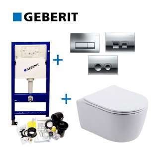 Geberit up100 Toiletset BWS Mudo | Mat Wit | Randloos met Zitting | Delta Drukplaat