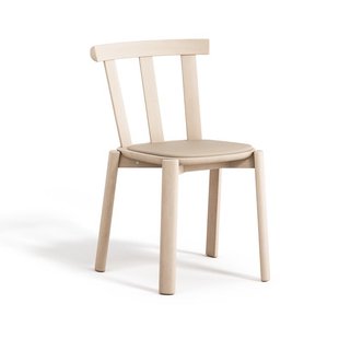 Stolab Alt stoel beklede zitting berkenhout Hallingdal 65-200 beige-licht matte lak