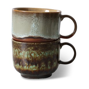 HKliving 70's theekop 42,5 cl 2-delig Odyssey